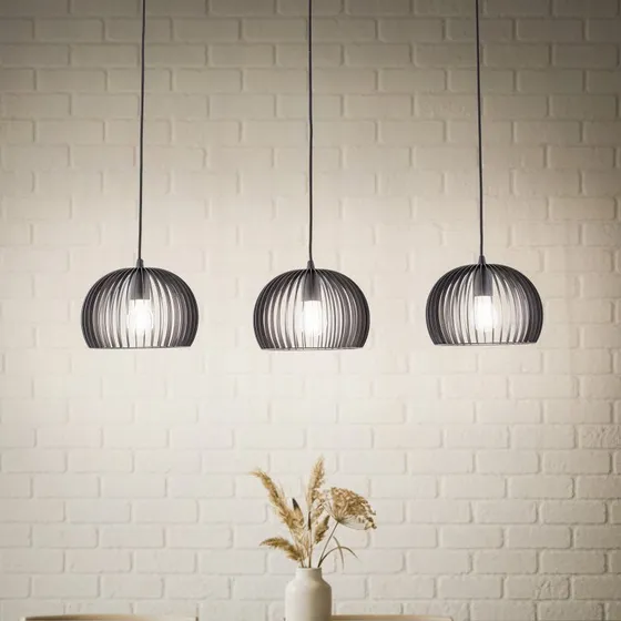 Lindby Jusra Hanglamp - Zwart - 3-Lamps - 99 cm