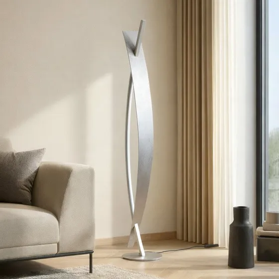 Lucande LED vloerlamp Marija, zilver, dimbaar, 140 cm