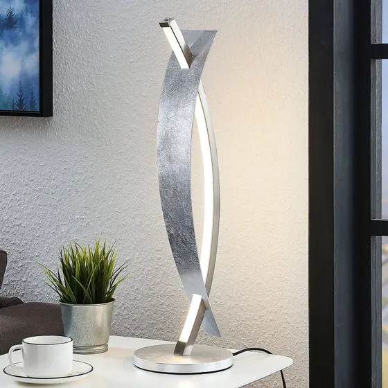 Lucande LED tafellamp Marija, zilver, dimbaar, 62 cm