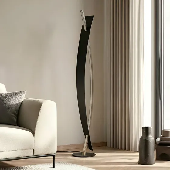 Lucande LED vloerlamp Marija - Zwart/Goud - 140 cm