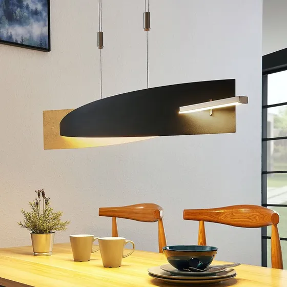 Lucande Marija LED Hanglamp - Zwart/Goud - 101 cm - Dimbbaar
