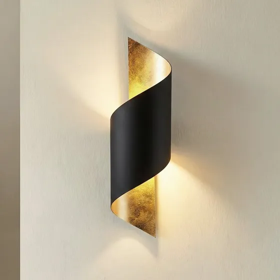 Lindby Wandlamp Vanni - Zwart/Goud - Modern Metaal - 57 cm