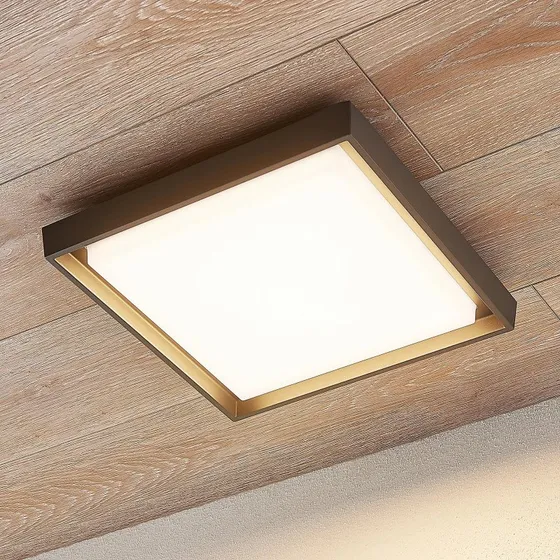 Lucande Birta LED Buitenplafondlamp - Donkergrijs - 34 cm