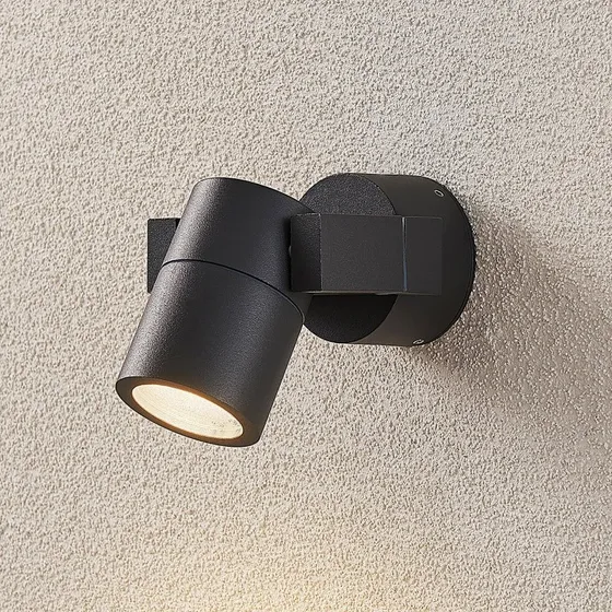 Lucande wandspot Kavuna, rond, antraciet, aluminium, IP54