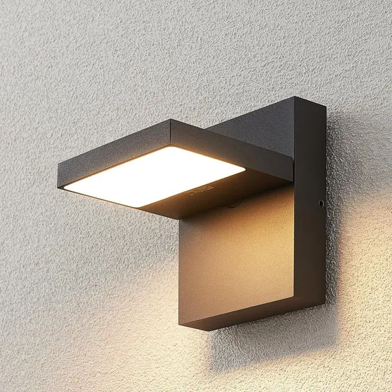 Lucande Silvan LED Buitenwandlamp - Antraciet - Aluminium