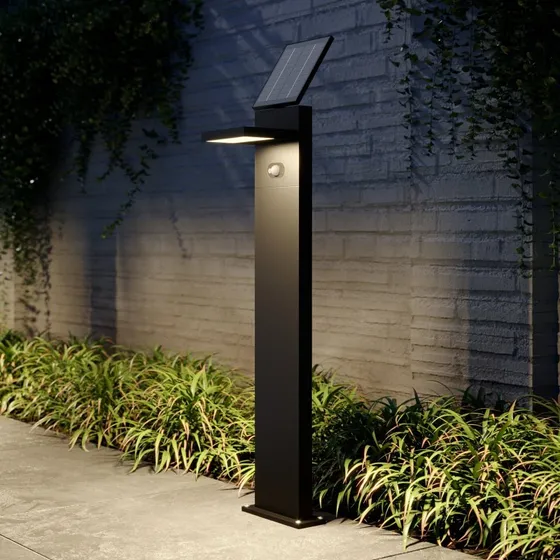 Lucande Silvan LED-zonnecel tuinlamp - 100cm - Antraciet - Met Sensor