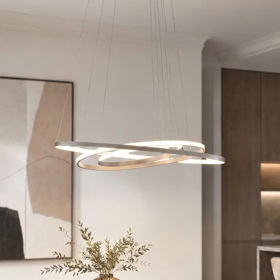 Lucande Ezana LED Hanglamp - Nikkel - Ø 80 cm
