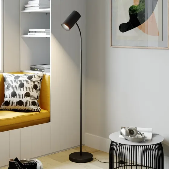 Lindby Vloerlamp Karoli - Zwart - 156 cm - Modern Metaal