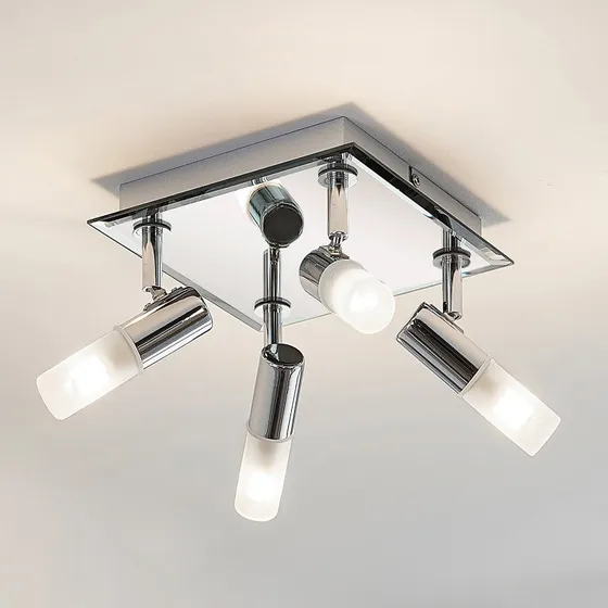 Lindby Zela Plafondlamp - Chroom - 4-lamps - IP44
