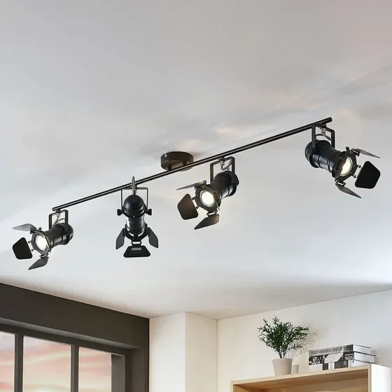 Lindby Tilen Plafondspot Zwart - 125cm - 4 Verstelbare Spots