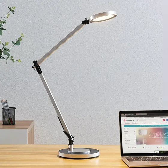 Lindby Rilana LED bureaulamp - Dimbaar - Zilver