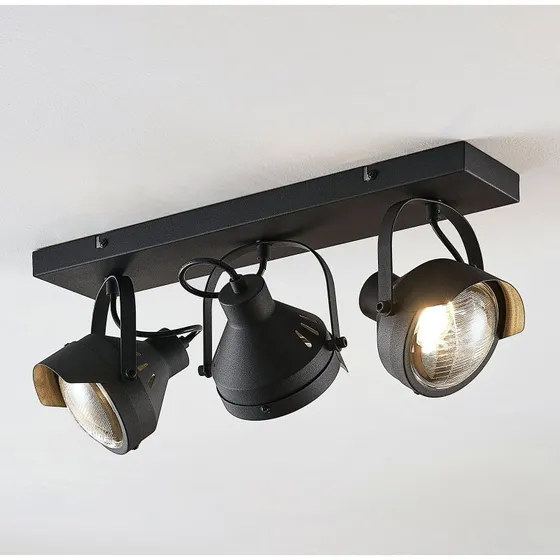 Lindby Henega Plafondspot, 52 cm, Zwart, 3-lamps