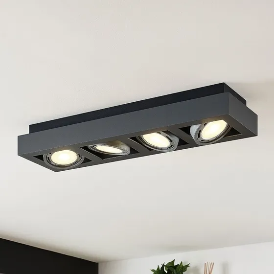Arcchio Plafondlamp Ronka - 65 cm - 4-lampig - Donkergrijs