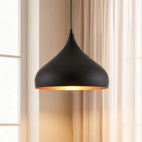 Lindby Hanglamp Ritana - Zwart/Goud - Aluminium - Ø 31 cm