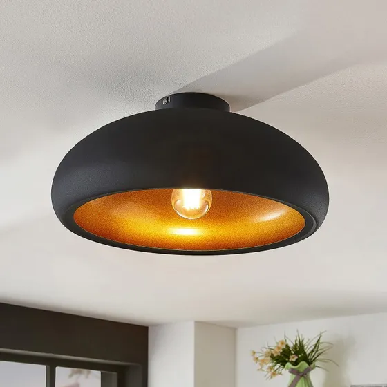 Lindby Gerwina Plafondlamp - Zwart/Goud - 40 cm