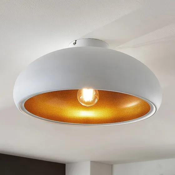 Lindby Gerwina Plafondlamp - Wit/Goud - 40 cm