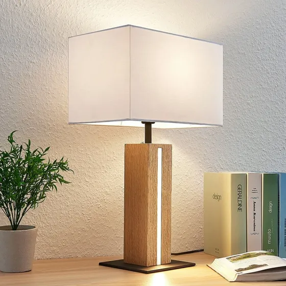 Lindby Tafellamp Garry - Modern - Wit/Hout - 53 cm
