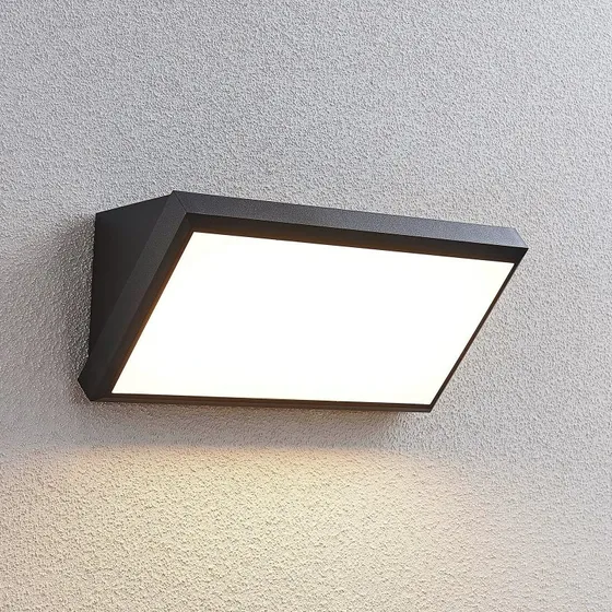 Lindby Abby LED Buitenwandlamp - Donkergrijs - IP65 & Zeewaterbestendig