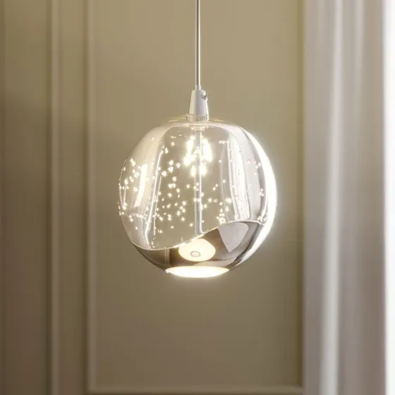 Lucande Hayley Hanglamp - Glas & Chroom - 9 cm
