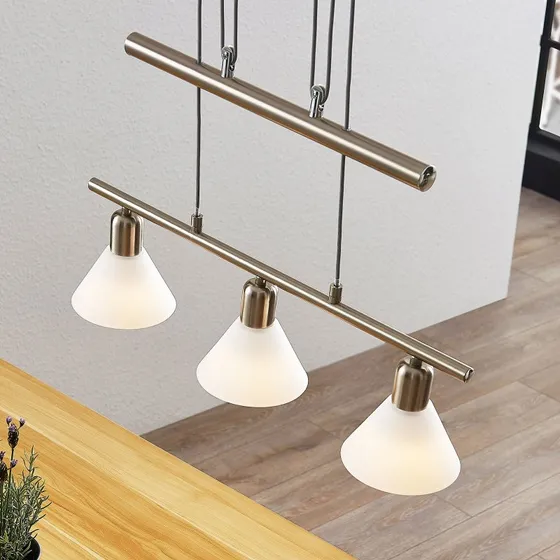 Lindby Hanglamp Delira - Nikkel - 3-lamps - Verstelbaar