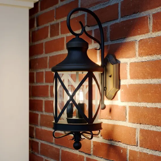 Lucande Wandlamp Marcellino - Antiek Bruin/Roest - Metaal & Glas