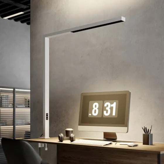 Arcchio LED klemlamp Jolinda, wit, dimbaar, metaal
