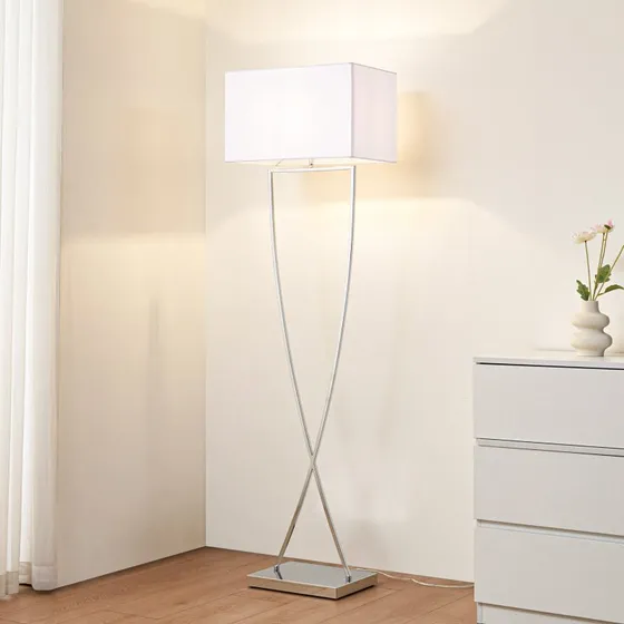 Lucande Vloerlamp Evaine - Chroom/Wit - 157 cm