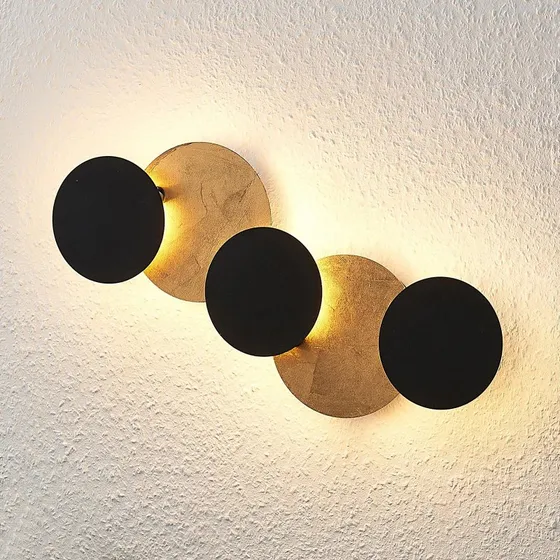 Lindby Grazyna LED Wandlamp - Zwart/Goud - 52 cm
