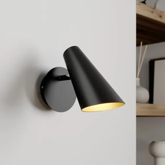 Lucande Wibke Wandlamp - Zwart/Goud - Scandinavisch Design