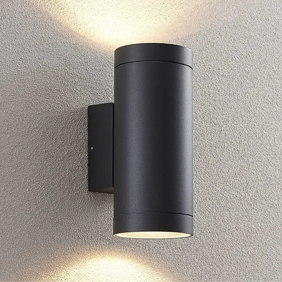 Lucande Thomke Buitenwandlamp - Antraciet - 2-Lamps - Aluminium