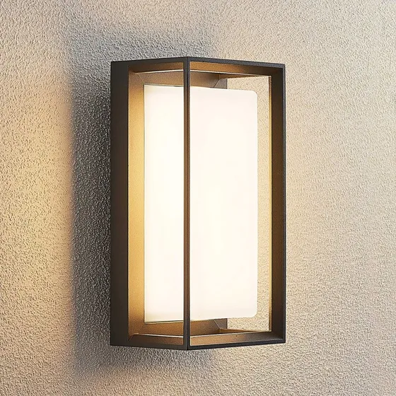 Arcchio Ismera LED Buitenwandlamp - Antraciet & Opaal Glas