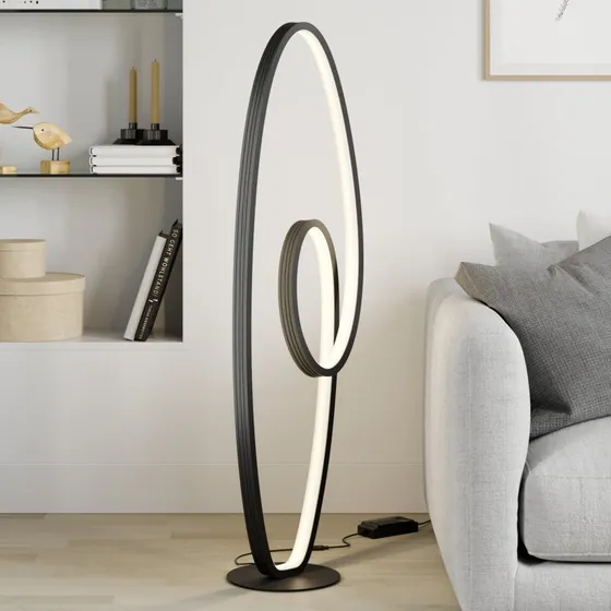 Lucande LED Vloerlamp Bronwyn - Antraciet - 122 cm