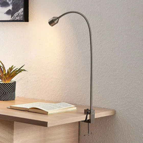 Lindby Hanilo LED Klemlamp - Nikkel - 80 cm