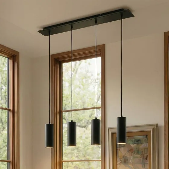 Lindby Joffrey Hanglamp - Zwart - 76 cm - 4-lampen