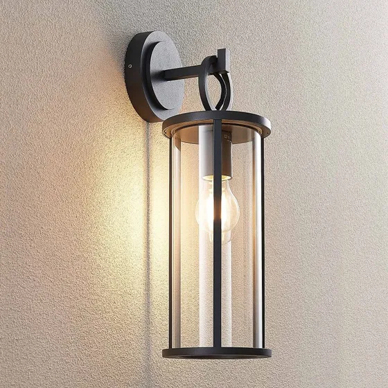 Lucande Emmeline Buitenwandlamp - Zwart Aluminium - 45 cm