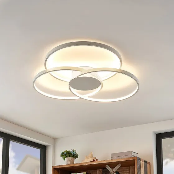 Lindby LED Plafondlamp Riley, Wit, 80 cm, Dimbaar