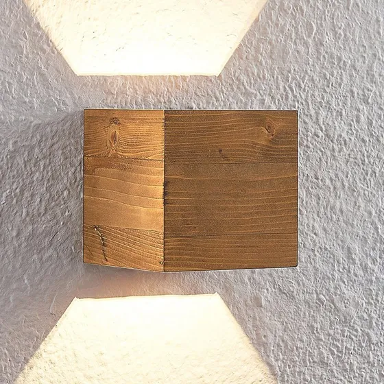 Lindby Wandlamp Benicio, Hout, 11 cm