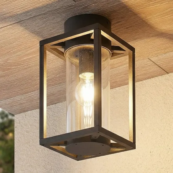 Lucande Ferda Buiten Plafondlamp - Antraciet - 29 cm - IP44