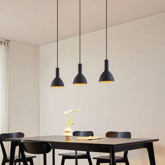 Arcchio Cosmina Hanglamp - 3-lamps - Zwart/Goud - 90 cm