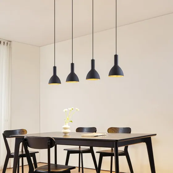 Arcchio Hanglamp Cosmina - 4-lampig - Zwart/Goud - 120 cm