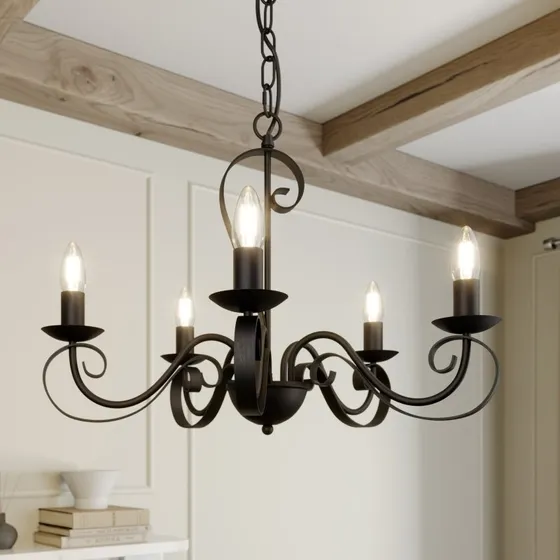 Lindby Shervan Kroonluchter Antique Brown - 5-lampen