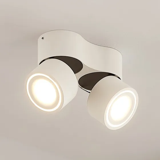Arcchio LED plafondspot Rotari, wit, 2-lamps, 1362 lm