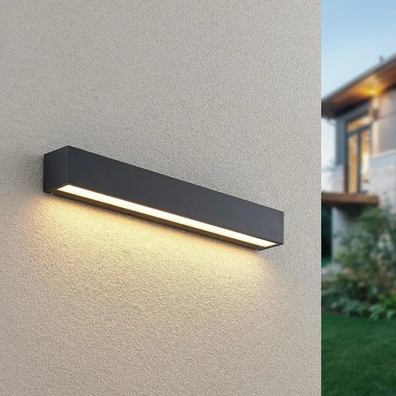 Lucande Lengo LED Buitenwandlamp - Antraciet - 50 cm