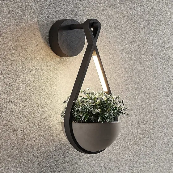 Lucande Florka LED Buitenwandlamp - Aluminium - Donkergrijs