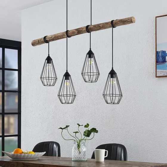 Lindby Eldarion Hanglamp - Hout & Metaal - 116 cm