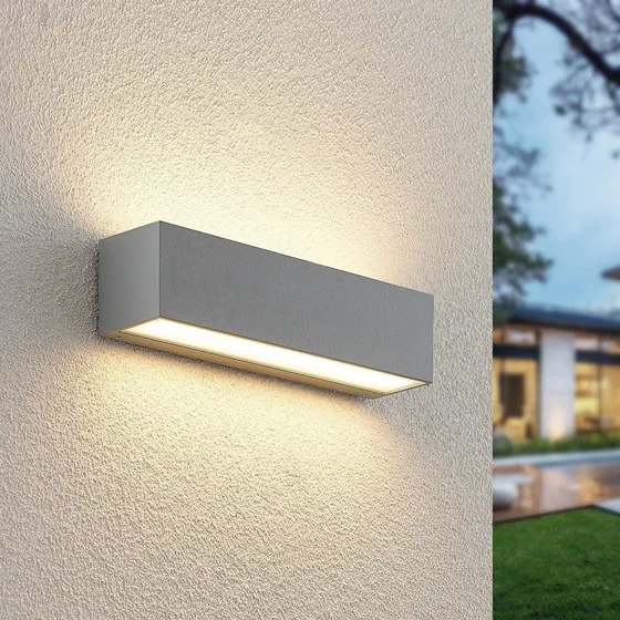 Lucande Lengo LED Buitenwandlamp - Zilver - 25 cm - Up/Down