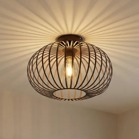 Lindby Nahele Plafondlamp Coffee - Bruin Metaal - Ø 40 cm