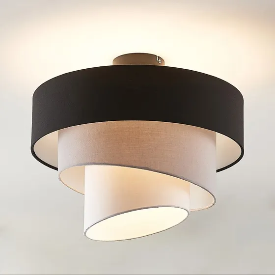 Lindby Plafondlamp Coria - Zwart/Grijs/Wit - Ø 40 cm