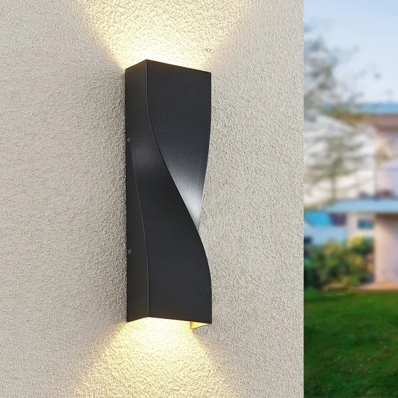 Lucande Tibelya LED Buitenwandlamp - Antraciet - Up/Down