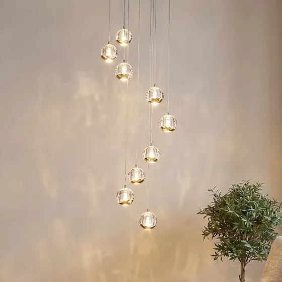 Lucande Hayley LED hanglamp, goud/glas, 40 cm